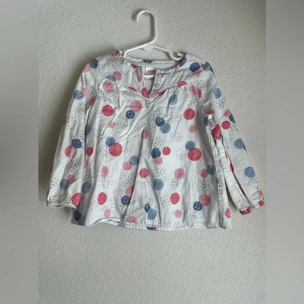 Gymboree toddler girls long sleeve lined woven bubbles with stars shirt size 4